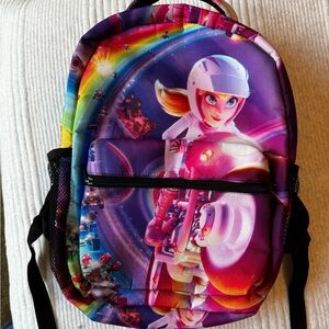 Princess Peach Rainbow Moto Graphic Backpack - Pink & Purple